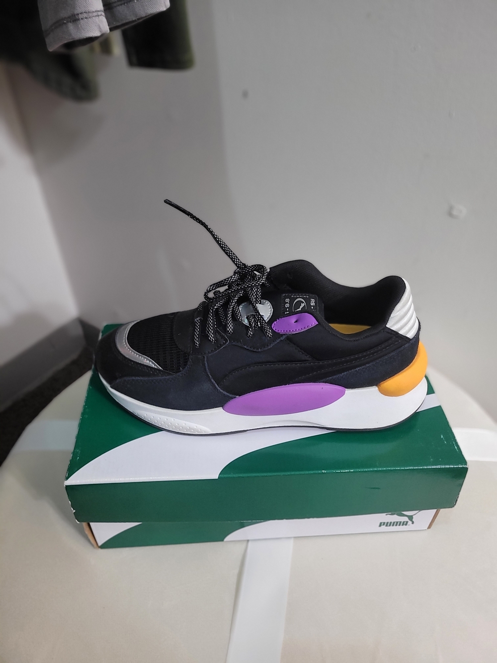 Puma Kids Black Sneakers with Purple and Orange Highlights